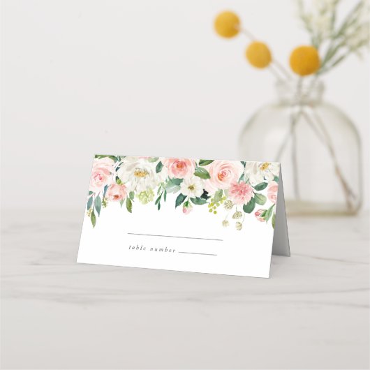 Geometrische Blush Bloemen Wedding Place Cards Plaatskaartje (Voorkant)
