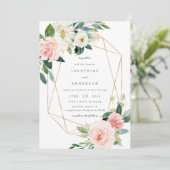 Geometrische Blush bruiloft uitnodiging (Staand voorkant)