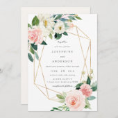 Geometrische Blush bruiloft uitnodiging (Voorkant / Achterkant)