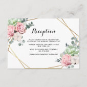 Geometrische blush Floral Reception Enclosure Card Informatiekaartje (Voorkant)