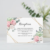 Geometrische blush Floral Reception Enclosure Card Informatiekaartje (Staand voorkant)