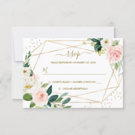 Geometrische Blush Gold Floral Gold Wedding RSVP