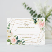 Geometrische Blush Gold Floral Gold Wedding RSVP (Staand voorkant)