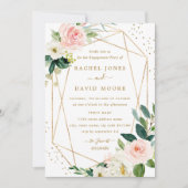Geometrische Blush Gouden Bloem Bruiloft Uitnodigi Kaart (Voorkant)