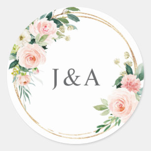 Geometrische Blush Monogram Sticker Label