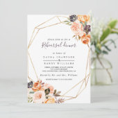 Geometrische Blush Paarse Bloemen repetitie Diner Kaart (Staand voorkant)