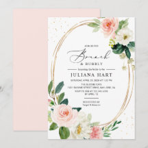 Geometrische Blush Pink Floral Brunch & Bubble Sho