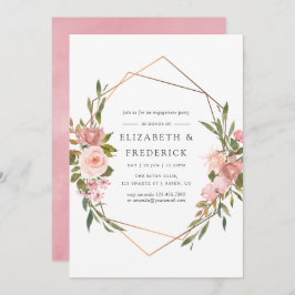 Geometrische Blush Pink & Roos Gold Engagement Par Kaart