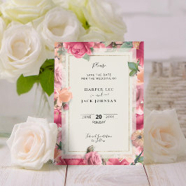 Geometrische Blush Roze Bloemen Bruiloft Save The Save The Date