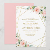 Geometrische blush roze bloemen geannuleerd trouwk kaart (Voorkant / Achterkant)