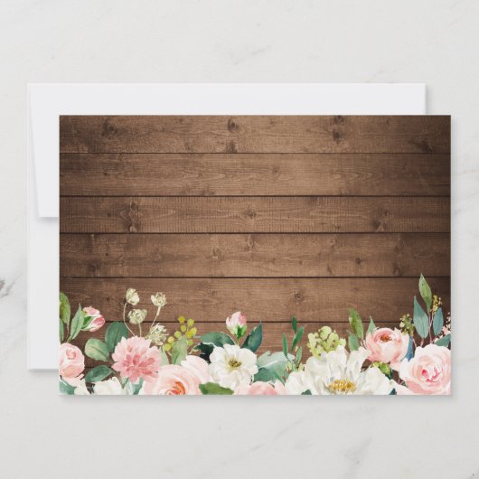 Geometrische blush roze Floral Rustic Wood Weddens Save The Date (Achterkant)