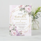 Geometrische Blush Roze Nuestra Boda Spaanse bruil Kaart (Staand voorkant)