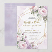 Geometrische Blush Roze Nuestra Boda Spaanse bruil Kaart (Voorkant / Achterkant)