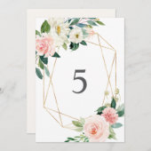 Geometrische Blush Table Number kaarten (Voorkant / Achterkant)