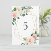 Geometrische Blush Table Number kaarten (Staand voorkant)