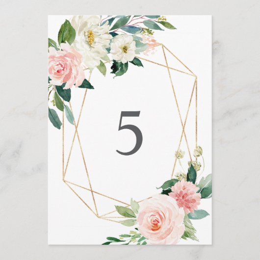 Geometrische Blush Table Number kaarten (Voorkant)
