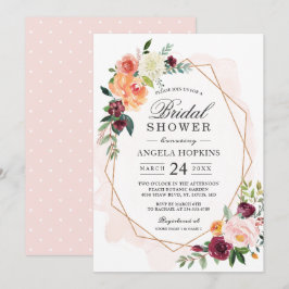 Geometrische Blush Waterverf Floral Vrijgezellenfe Kaart