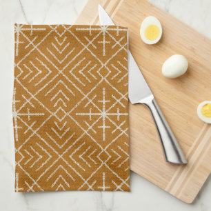 Geometrische Bohemian Linework, Cream op Sinaasapp Theedoek