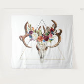 Geometrische boho bloemenstier schedel wandkleed (Voorkant (horizontaal))