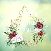 geometrische boho bordeaux bloemenkrans winteruitv raamsticker (Vel 3)