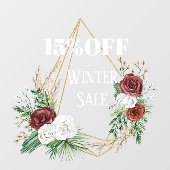 geometrische boho bordeauxrode bloemenkrans winter raamsticker (Vel)