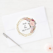 Geometrische Boho Floral Wedding Couple Names & Da Ronde Sticker (Envelop)
