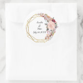 Geometrische Boho Floral Wedding Couple Names & Da Ronde Sticker (Tas)