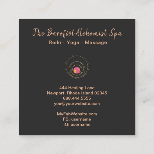 *~* Geometrische Boho Gold Sacred Geometry Lunar Vierkante Visitekaartje (Achterkant)