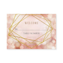 Geometrische Bokeh Roze Trouwtafel Plaats Kaarten
