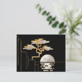 Geometrische Bonsai en Moon-Pearl en goud Briefkaart (Staand voorkant)