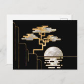 Geometrische Bonsai en Moon-Pearl en goud Briefkaart (Voorkant / Achterkant)