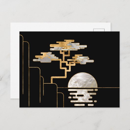 Geometrische Bonsai en Moon-Pearl en goud Briefkaart (Voorkant / Achterkant)