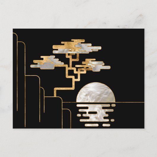 Geometrische Bonsai en Moon-Pearl en goud Briefkaart (Voorkant)