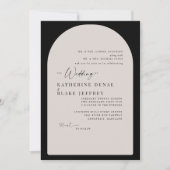 Geometrische boog zwart & crème bruiloft kaart (Voorkant)