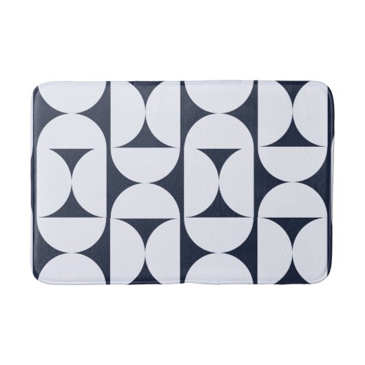 Geometrische Boogprint Badmat – Navy & Witte Moder (Voorkant)