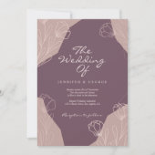 Geometrische bordeaux crème mooie bloemen bruiloft kaart (Voorkant)