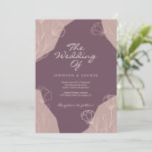 Geometrische bordeaux crème mooie bloemen bruiloft kaart (Staand voorkant)