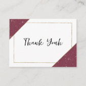 Geometrische bordeauxrode gouden glitter Bedankt Informatiekaartje (Voorkant)