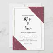 Geometrische bordeauxrood gouden schittering glitt kaart (Voorkant)