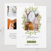 Geometrische bos groen bruiloft foto collage bedankkaart (Voorkant / Achterkant)