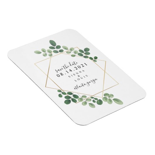 Geometrische botanische bruiloft Bewaar de datum Magneet (Rechterzijde)