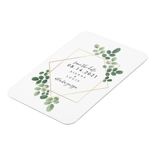 Geometrische botanische bruiloft Bewaar de datum Magneet (Linkerzijde)