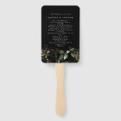 Geometrische botanische Eucalyptus Black Premium Handwaaier (Achterkant)