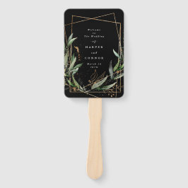 Geometrische botanische Eucalyptus Black Premium Handwaaier