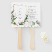 Geometrische botanische Eucalyptus Golden Greenery Handwaaier (Voorkant en achterkant)