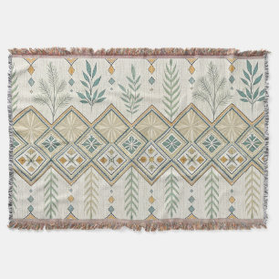 Geometrische Botanische Folk Art Naadloos Patroon Deken