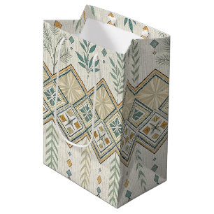 Geometrische Botanische Folk Art Naadloos Patroon Medium Cadeauzakje