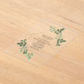 Geometrische Botanische Groene Huwelijk Acryl Uitnodigingen (Laagn)