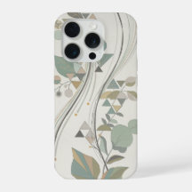 Geometrische botanische saliegroene beige art deco