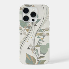 Geometrische botanische saliegroene beige art deco iPhone 15 pro case